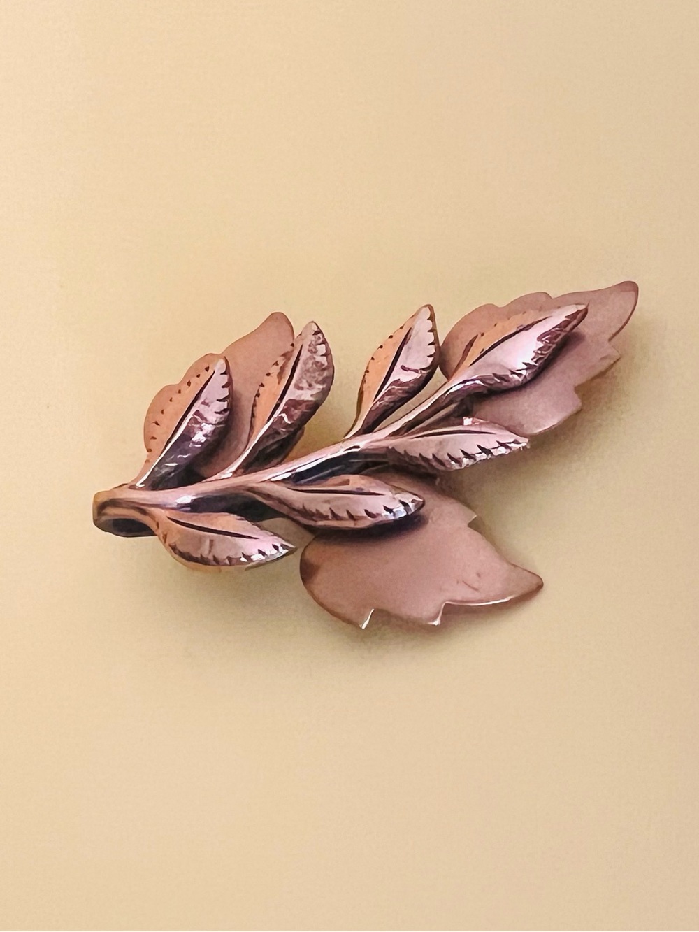 Vintage copper Leaf Brooch by Renoir